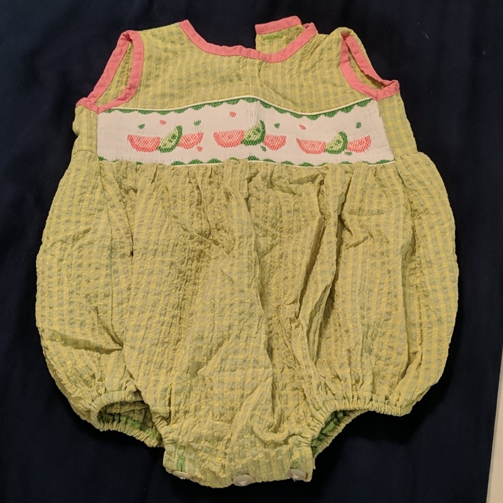 EUC Anavini smocked watermelon bubble 12 mo